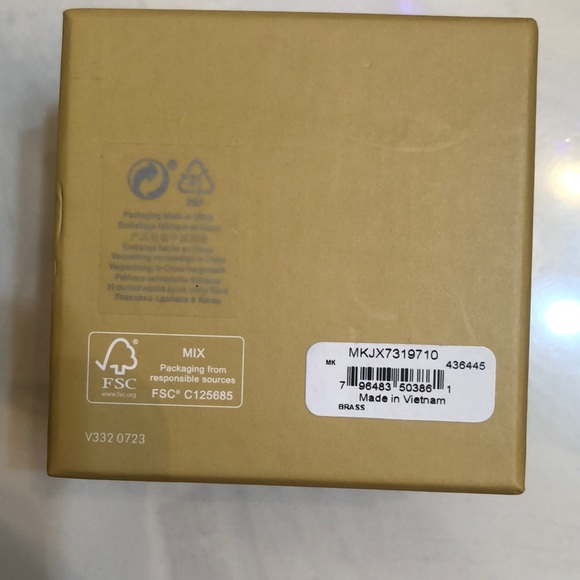 Michael Kors Gold Tone Slider Bracelet Open Frame Circle & MK Logo Crystal NWT - Picture 8 of 16